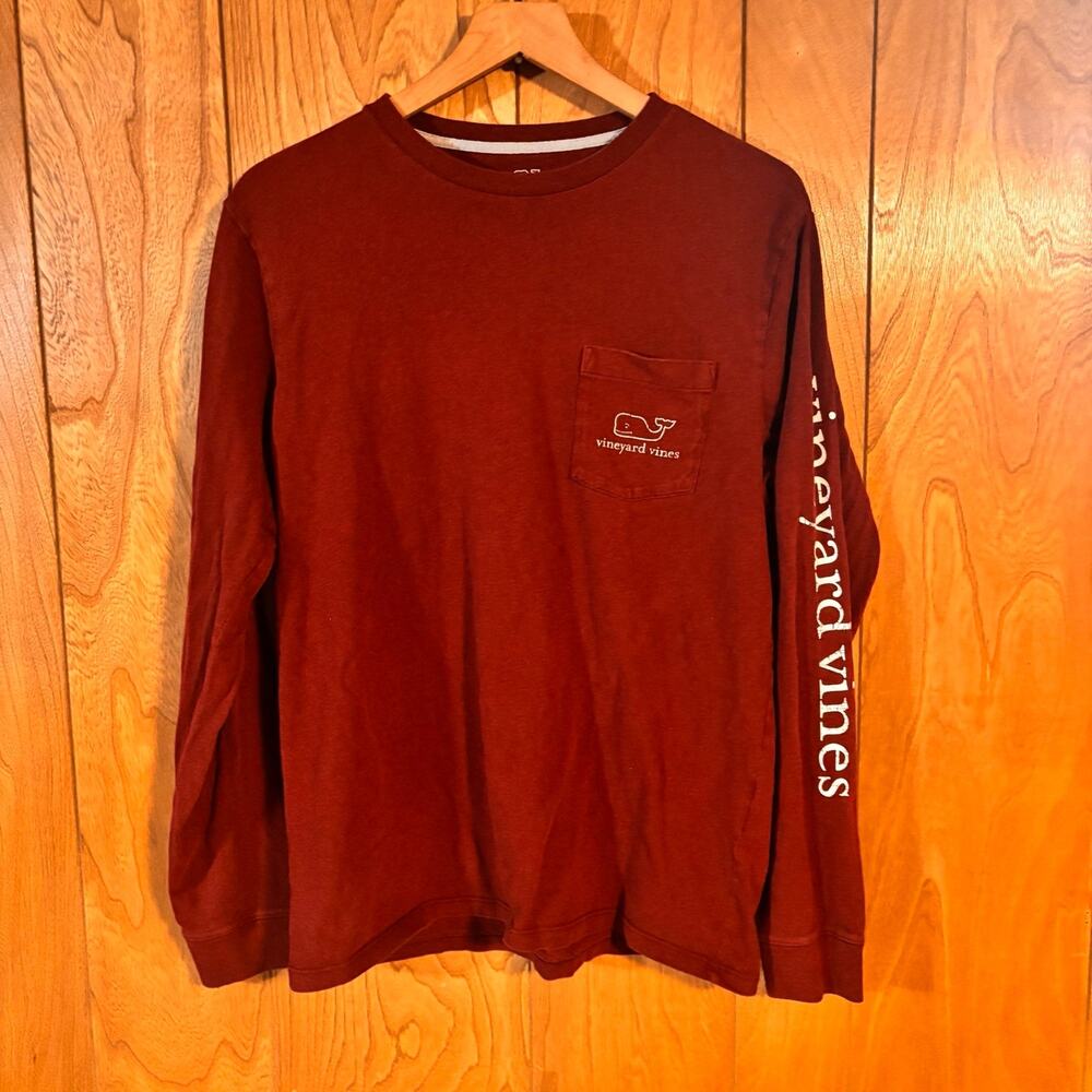 Vineyard Vines Long Sleeve Pocket T Shirt Men’s Small Red Whale Logo Tee